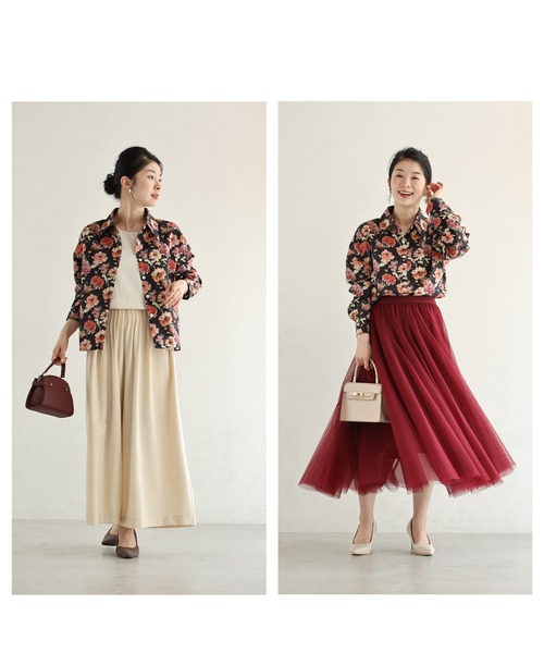 cawaii(カワイイ)の「月灯りに浮かぶ水彩花シャツトップス(シャツ/ブラウス・レディース・ブラック・FREE)」の4枚目の写真