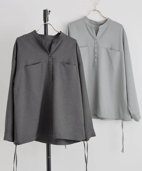 for/c(フォーシー)の「ドロストスキッパーブラウス【サスティナブル】(シャツ/ブラウス・レディース・ライトグレー/チャコール・M/L)」の7枚目の写真