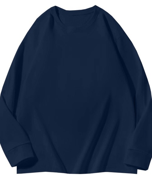 ampm（エーエムピーエム）の「ロングTシャツ メンズ オーバーサイズ 260gヘビーウェイト 無地 ロンT 長袖 カットソー（Tシャツ/カットソー・メンズ・ブラック/ホワイト/ライトグレー/チャコールグレー/ワインレッド/グリーン/ブルー/ブラウン/ネイビー・X-LARGE/LARGE/MEDIUM/SMALL）」の7枚目の写真