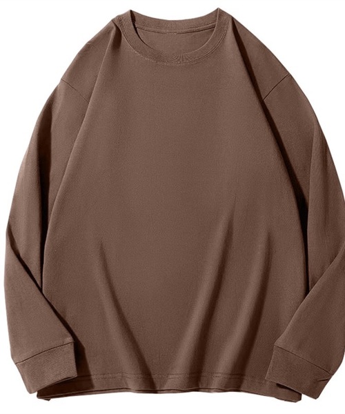 ampm（エーエムピーエム）の「ロングTシャツ メンズ オーバーサイズ 260gヘビーウェイト 無地 ロンT 長袖 カットソー（Tシャツ/カットソー・メンズ・ブラック/ホワイト/ライトグレー/チャコールグレー/ワインレッド/グリーン/ブルー/ブラウン/ネイビー・X-LARGE/LARGE/MEDIUM/SMALL）」の5枚目の写真