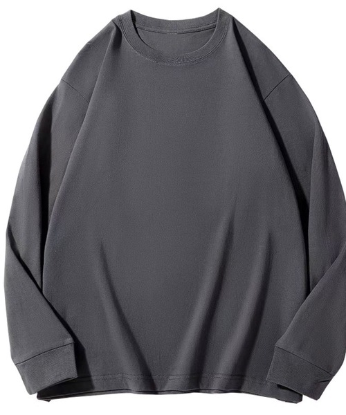 ampm（エーエムピーエム）の「ロングTシャツ メンズ オーバーサイズ 260gヘビーウェイト 無地 ロンT 長袖 カットソー（Tシャツ/カットソー・メンズ・ブラック/ホワイト/ライトグレー/チャコールグレー/ワインレッド/グリーン/ブルー/ブラウン/ネイビー・X-LARGE/LARGE/MEDIUM/SMALL）」の3枚目の写真