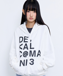 デカールコマニレタリングフードジップアップ[ホワイト]