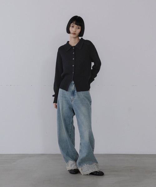 LOWRYS FARM（ローリーズファーム）の「メランジポロニットカーディガンＬＳ　1068560（ニット/セーター・レディース・ピンク/グレー/ブラック・FREE）」の4枚目の写真