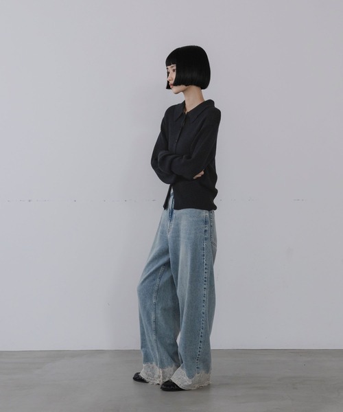 LOWRYS FARM（ローリーズファーム）の「メランジポロニットカーディガンＬＳ　1068560（ニット/セーター・レディース・ピンク/グレー/ブラック・FREE）」の5枚目の写真