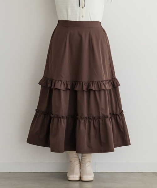 CLETTE（クレット）の「フリルフレアスカート（スカート・レディース・ベージュ/ブラウン/ブラック・4L/3L/LL）」の16枚目の写真