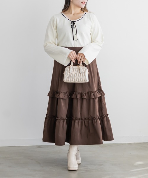 CLETTE（クレット）の「フリルフレアスカート（スカート・レディース・ベージュ/ブラウン/ブラック・4L/3L/LL）」の10枚目の写真