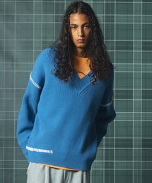 《UNISEX》ハンドステッチプライムオーバーVネックニット/Hand Stitch Prime-Over V-neck Knit Tops【MAISON SPECIAL/メゾンスペシャル】