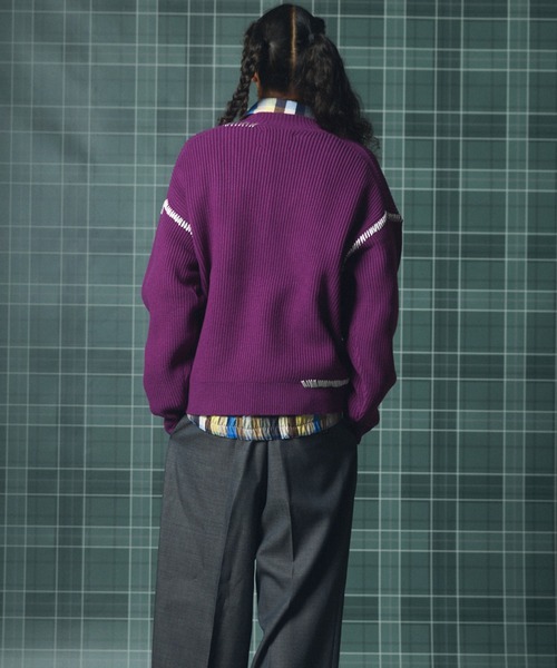 MAISON SPECIAL(メゾンスペシャル)の「《UNISEX》ハンドステッチプライムオーバーVネックニット/Hand Stitch Prime-Over V-neck Knit Tops【MAISON SPECIAL/メゾンスペシャル】(ニット/セーター・メンズ・ブルー/チャコールグレー/ブラック/ダークパープル・0/1/2)」の19枚目の写真