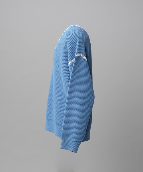 MAISON SPECIAL(メゾンスペシャル)の「《UNISEX》ハンドステッチプライムオーバーVネックニット/Hand Stitch Prime-Over V-neck Knit Tops【MAISON SPECIAL/メゾンスペシャル】(ニット/セーター・メンズ・ブルー/チャコールグレー/ブラック/ダークパープル・0/1/2)」の10枚目の写真