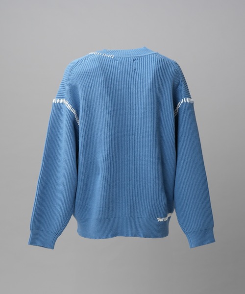 MAISON SPECIAL(メゾンスペシャル)の「《UNISEX》ハンドステッチプライムオーバーVネックニット/Hand Stitch Prime-Over V-neck Knit Tops【MAISON SPECIAL/メゾンスペシャル】(ニット/セーター・メンズ・ブルー/チャコールグレー/ブラック/ダークパープル・0/1/2)」の9枚目の写真