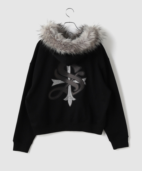 SUPPLIER（サプライヤー）の「SUPPLIER / サプライヤー Faux Fur Cross Zip Hoodie（パーカー・メンズ・アイボリー/ブラック・MEDIUM/LARGE）」の6枚目の写真