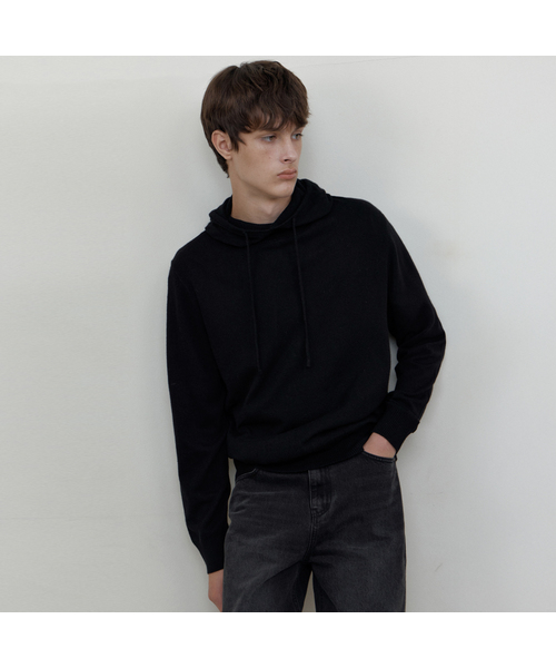 WEDNESDAY OASIS(ウェンズデーオアシス)の「ラムズウールフードニット_BLACK(WCB6KN85)(ニット/セーター・メンズ・ブラック・MEDIUM/LARGE)」の1枚目の写真