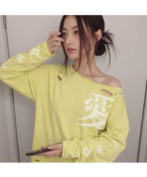 [WOMAN]LUV ダメージ ワンショルダー ロングスリーブ_2color