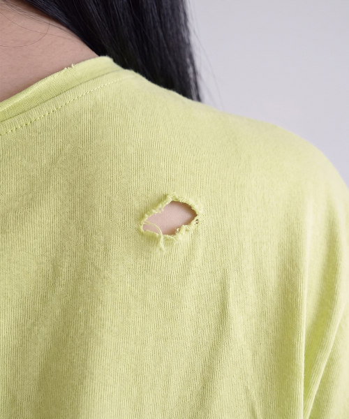 GRAVER（グレーバー）の「[WOMAN]LUV ダメージ ワンショルダー ロングスリーブ_2color（Tシャツ/カットソー・レディース・チャコール/イエロー・FREE）」の9枚目の写真
