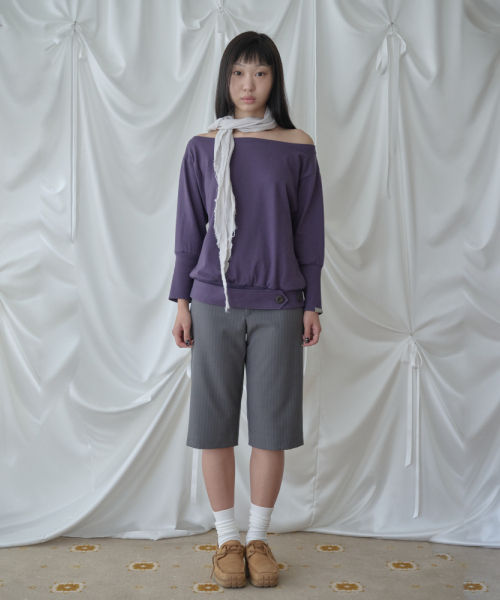PEEVES PEEVES(フィブス フィブス)の「ワイドネックドレープトップ / パープル(Tシャツ/カットソー・レディース・その他・FREE)」の2枚目の写真