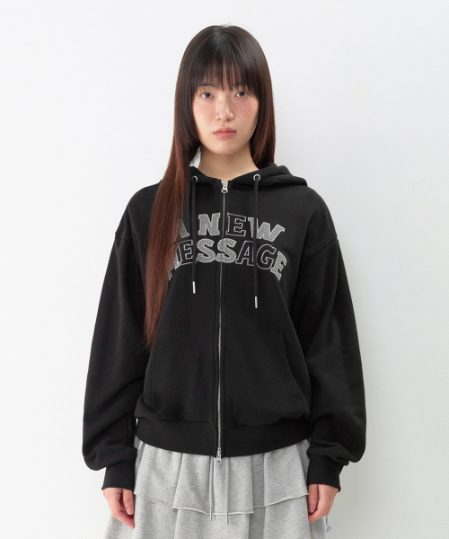 AMESWORLDWIDE(アメスワールドワイド)の「NEW MESSAGE フーディー ジップアップ ブラック(パーカー・レディース・その他・SMALL/MEDIUM/LARGE)」の5枚目の写真