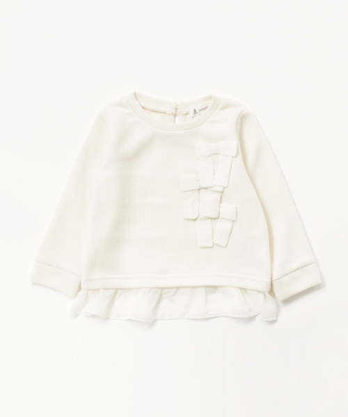 ROPE' PICNIC（ロペピクニック）の「【ROPE' PICNIC KIDS】起毛サカリバリボン付プルオーバー（Tシャツ/カットソー・キッズ・ブラック/サックスブルー/キナリ・110/100/120）」の2枚目の写真