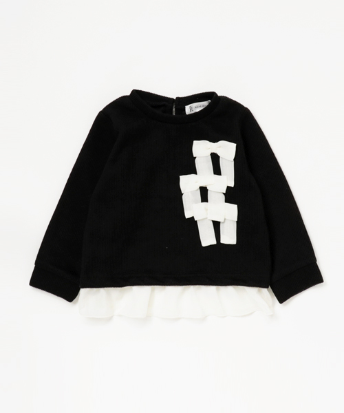 ROPE' PICNIC（ロペピクニック）の「【ROPE' PICNIC KIDS】起毛サカリバリボン付プルオーバー（Tシャツ/カットソー・キッズ・ブラック/サックスブルー/キナリ・110/100/120）」の3枚目の写真