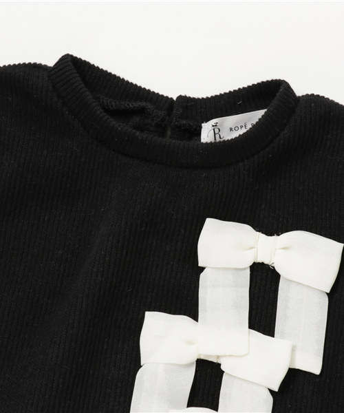 ROPE' PICNIC（ロペピクニック）の「【ROPE' PICNIC KIDS】起毛サカリバリボン付プルオーバー（Tシャツ/カットソー・キッズ・ブラック/サックスブルー/キナリ・110/100/120）」の5枚目の写真