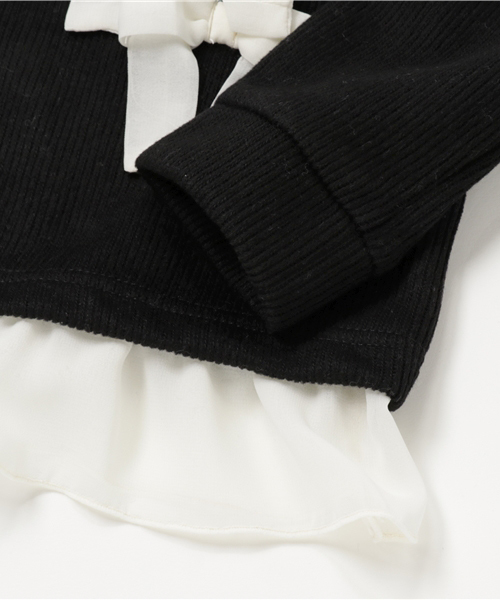 ROPE' PICNIC（ロペピクニック）の「【ROPE' PICNIC KIDS】起毛サカリバリボン付プルオーバー（Tシャツ/カットソー・キッズ・ブラック/サックスブルー/キナリ・110/100/120）」の7枚目の写真