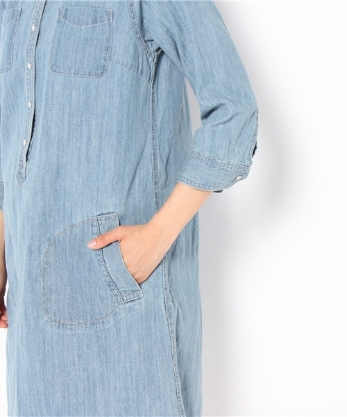 green label relaxing（グリーンレーベルリラクシング）の「*GC デニム ワンピース 8SL（ワンピース・レディース・ライトブルー/ネイビー・フリー）」の9枚目の写真