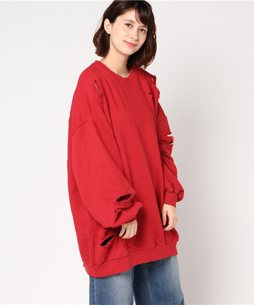 PUNYUS（プニュズ）の「クラッシュスウェット（スウェット・レディース・ホワイト/ブラック/レッド/ピンク/イエロー・4/3）」の14枚目の写真