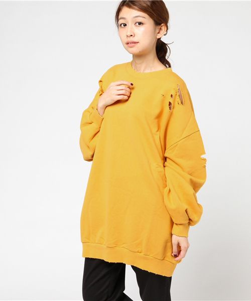 PUNYUS（プニュズ）の「クラッシュスウェット（スウェット・レディース・ホワイト/ブラック/レッド/ピンク/イエロー・4/3）」の3枚目の写真