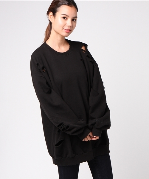 PUNYUS（プニュズ）の「クラッシュスウェット（スウェット・レディース・ホワイト/ブラック/レッド/ピンク/イエロー・4/3）」の2枚目の写真