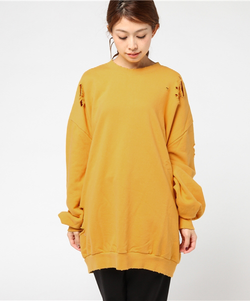 PUNYUS（プニュズ）の「クラッシュスウェット（スウェット・レディース・ホワイト/ブラック/レッド/ピンク/イエロー・4/3）」の6枚目の写真