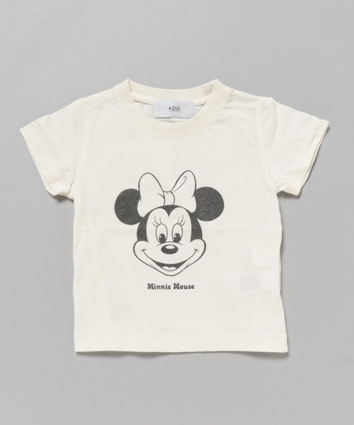 AZUL by moussy（アズールバイマウジー）の「MINNIE 半袖 TEE（Tシャツ/カットソー・キッズ・オフホワイト/ライトブルー・100/110/120/130）」の2枚目の写真