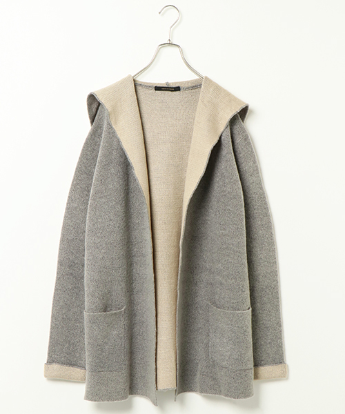 VENCEEXCHANGE（ヴァンスエクスチェンジ）の「ウール混ニットフーディガン                （カーディガン/ボレロ・メンズ・ネイビー/アッシュグレー・FREE）」の2枚目の写真