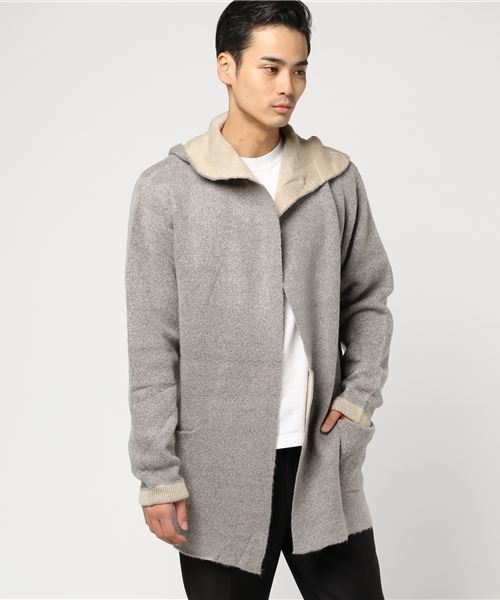 VENCEEXCHANGE（ヴァンスエクスチェンジ）の「ウール混ニットフーディガン                （カーディガン/ボレロ・メンズ・ネイビー/アッシュグレー・FREE）」の8枚目の写真