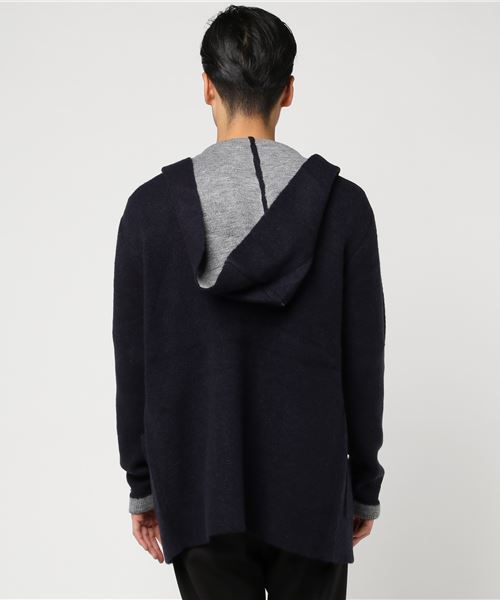 VENCEEXCHANGE（ヴァンスエクスチェンジ）の「ウール混ニットフーディガン                （カーディガン/ボレロ・メンズ・ネイビー/アッシュグレー・FREE）」の5枚目の写真