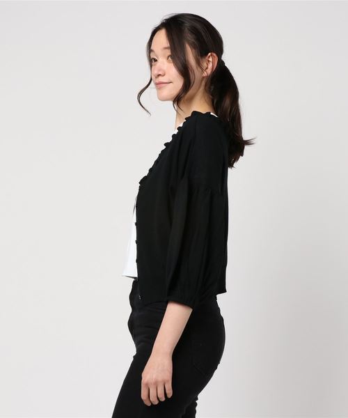 PAGEBOY(ページボーイ)の「2WAYフリルカーディガン(カーディガン/ボレロ・レディース・ライトグレー/ブラック/オフホワイト・FREE)」の5枚目の写真