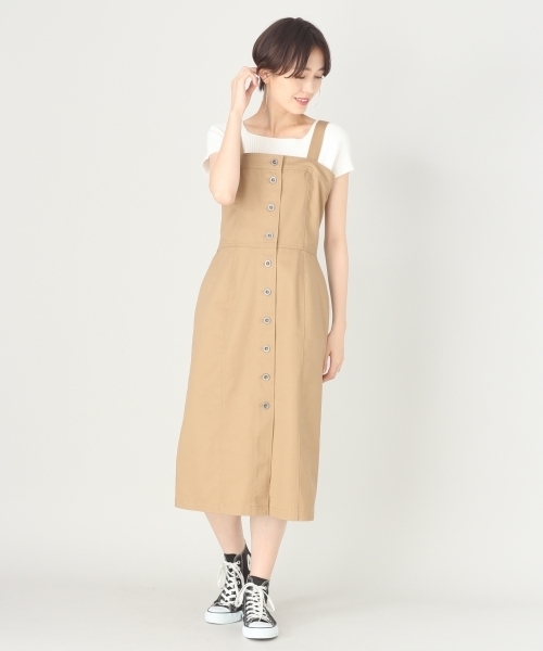 LOWRYS FARM（ローリーズファーム）の「マエボタンタイトキャミワンピ　801108（ワンピース・レディース・ブラック/ベージュ/ブルー・MEDIUM/LARGE）」の3枚目の写真