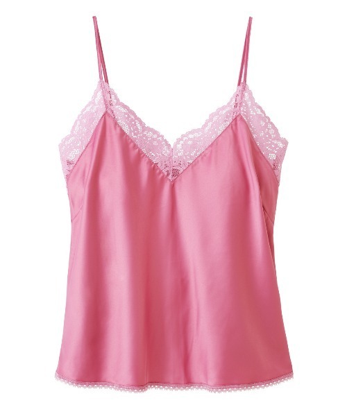 PEACH JOHN（ピーチジョン）の「【さらりとした着心地！洋服のインナーや背中あきのトップス合わせにも◎】レーストリムサテンキャミ（キャミソール・レディース・ブラック/アイボリー/ブルー/ピンクベージュ/ネイビー/ラベンダー/グレイッシュブルー/ピンク/コーラル/ミント/ローズ/スモークピンク/ワイン/ダークネイビー/グレイッシュベージュ/レッド/ライトブルー・SMALL/MEDIUM/LARGE）」の15枚目の写真