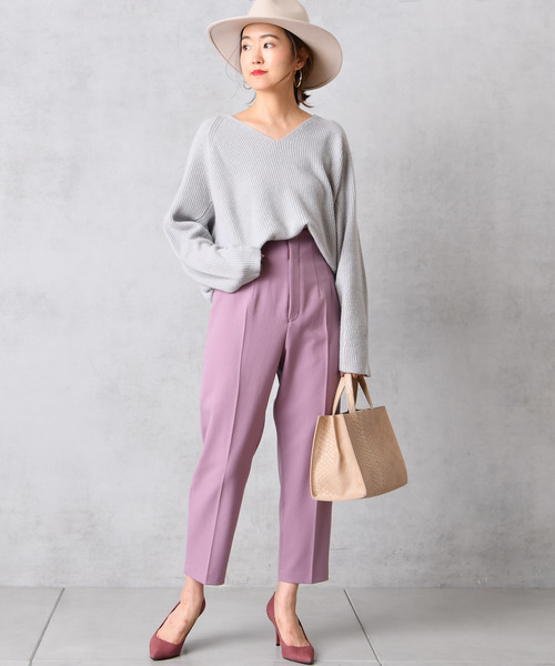 DouDou（ドゥドゥ）の「片畦プルオーバーニット（ニット/セーター・レディース・ライトグレー/オフホワイト/キャメル/レッド・FREE）」の10枚目の写真