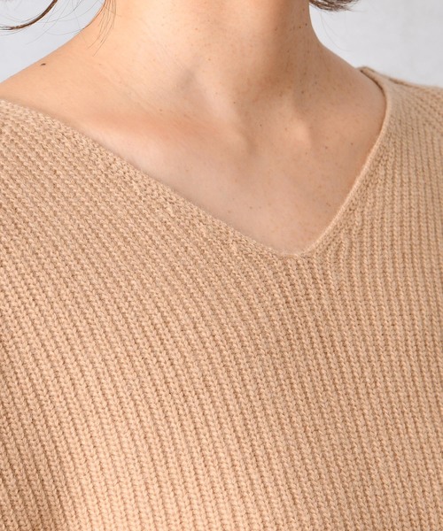 DouDou（ドゥドゥ）の「片畦プルオーバーニット（ニット/セーター・レディース・ライトグレー/オフホワイト/キャメル/レッド・FREE）」の20枚目の写真