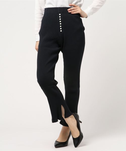 SHIPS（シップス）の「YOUNG&OLSEN:【SHIPS別注】リブトラウザーパンツ（その他パンツ・レディース・ブラック/パープル・ONE SIZE）」の3枚目の写真