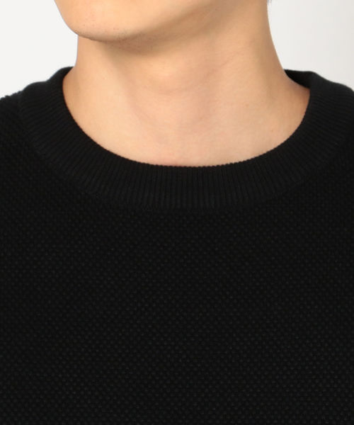 crepuscule(クレプスキュール)の「crepuscule: 【MOSS STITCH】 クルーネック ニット(スウェット・メンズ・ブラック/ベージュ・1/2)」の5枚目の写真