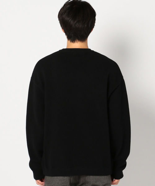 crepuscule(クレプスキュール)の「crepuscule: 【MOSS STITCH】 クルーネック ニット(スウェット・メンズ・ブラック/ベージュ・1/2)」の3枚目の写真