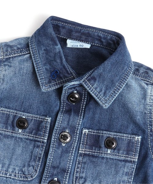 BREEZE（ブリーズ）の「デニムシャツ（シャツ/ブラウス・キッズ・ネイビー/ブルー・90/100/110/120/80/130/140）」の8枚目の写真