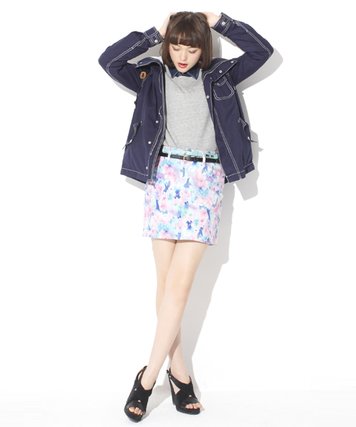 X-girl(エックスガール)の「SKY SKIRT(スカート・レディース・マルチ/ブラック・0/1/2)」の9枚目の写真