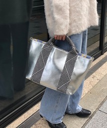 BASE（ベース）の「ラメ入りテープハンドルトートバッグ（トートバッグ）」