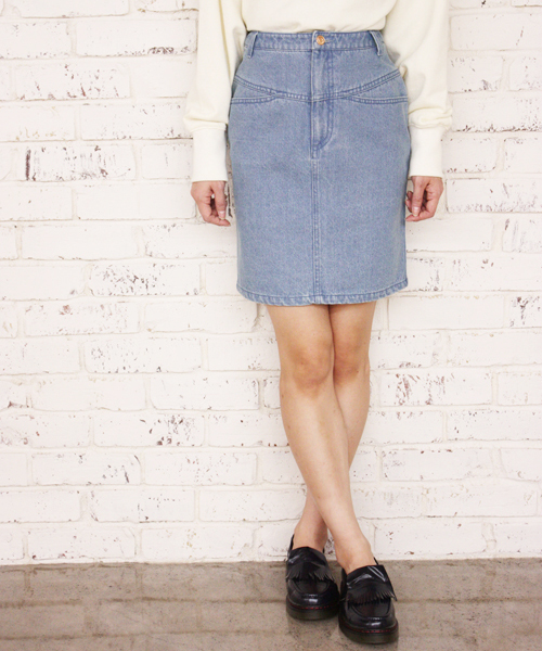 Kastane（カスタネ）の「【Kastane】H.Wヨークスカート（スカート・レディース・グリーン/ホワイト/ブルー/ライトブルー/パープル/インディゴブルー・X-SMALL/SMALL/MEDIUM/LARGE）」の14枚目の写真