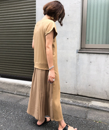 meJane | ミニ裏毛/バックプリーツ半袖ワンピース(ワンピース)