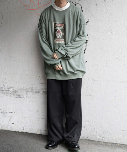 kutir（クティール）の「【クティールフルギ】レトロバラプリントスウェット（Tシャツ/カットソー・メンズ・チャコールグレー/オフホワイト/ライトグリーン・MEDIUM/LARGE）」の18枚目の写真