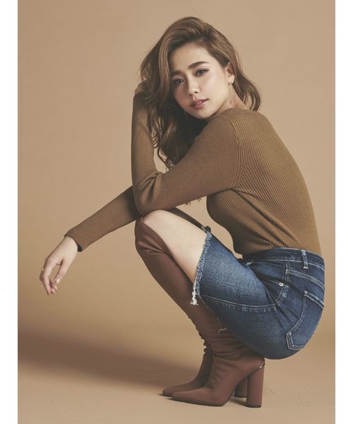 RESEXXY（リゼクシー）の「【WEB限定】アシメデコルテニットトップス（ニット/セーター・レディース・ブラック/ブラウン/カーキ・FREE）」の14枚目の写真