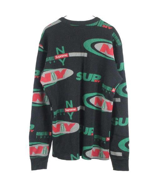 ブランド古着】ニューヨーク総柄ワッフルサーマル長袖Tシャツ 