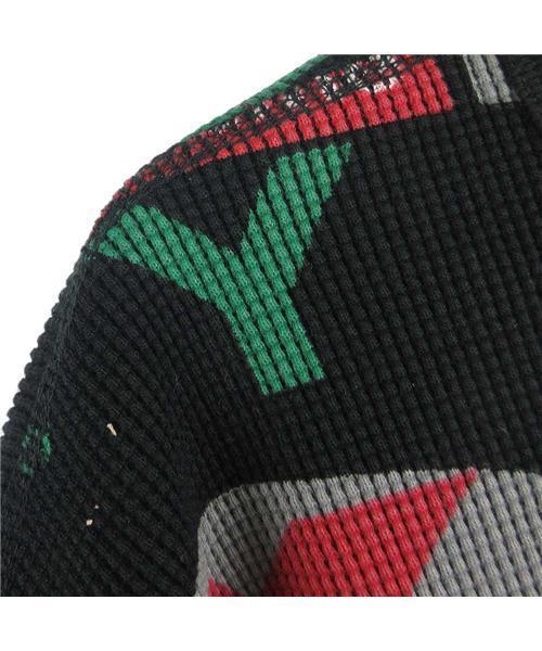 ブランド古着】ニューヨーク総柄ワッフルサーマル長袖Tシャツ